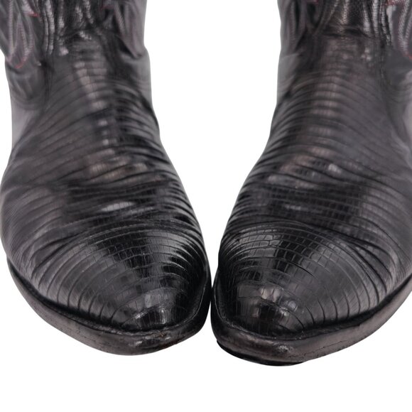 Vintage Nocona Exotic Black Teju Lizard Cowboy Boots Mens 10D Western Reptile - Picture 13 of 15
